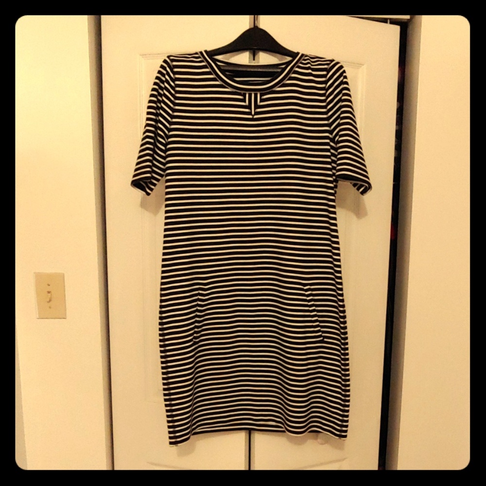 Lou & Grey Black and White Striped Dress
